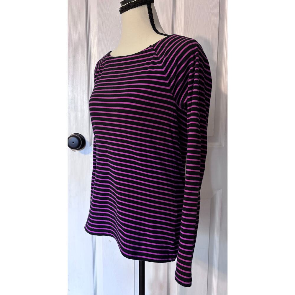 Ralph Lauren Long Sleeve Shirt Women's Large Purple & Black Stripe